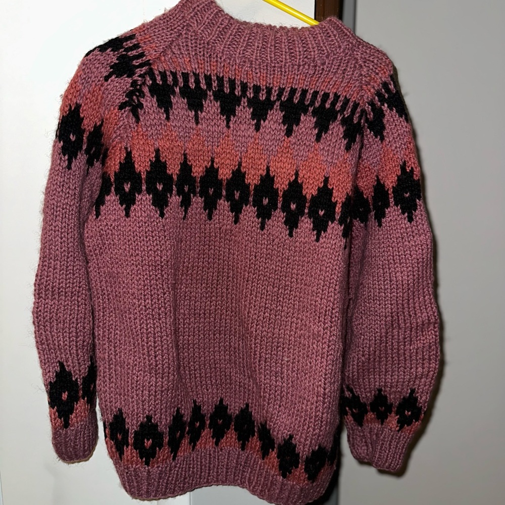 Wool Pink and Black Knit Sweater